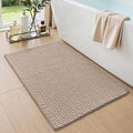 DEXI Bathroom Rugs 24x16, Non Slip Washable Bath Mat, Absorbent Chenille Bathmat, Ultra Soft Thick Carpet for Tub Shower Floor, Dark Beige