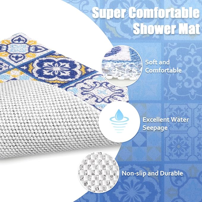 Shower Mat Non Slip: 47.2x31.5 Inch Extra Large Shower Mats for Inside Shower, Soft PVC Loofah Massage Showe Stall Mat, Anti Slip Mat for Shower, Floor, Bathroom, Kitchen, Quick Drying