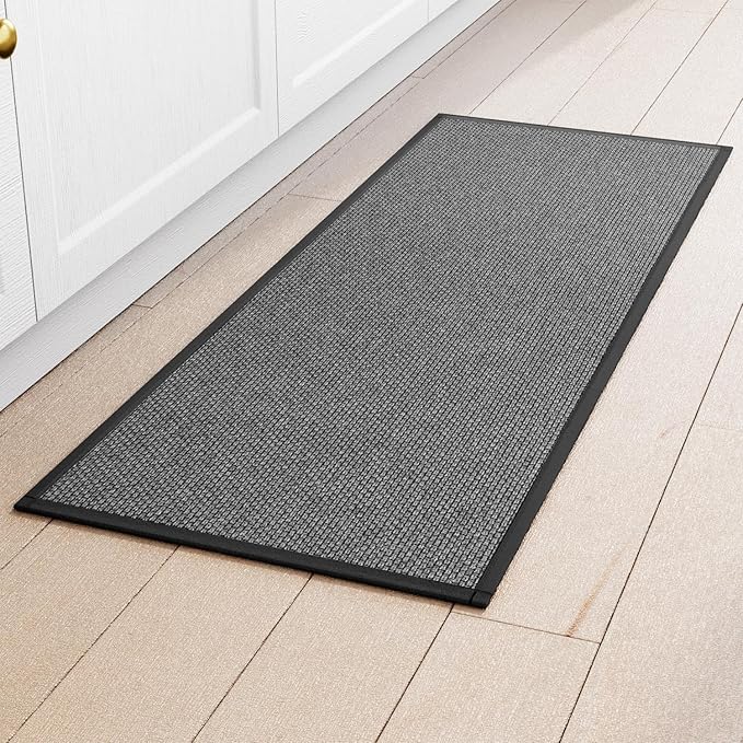 SUMLANS Kitchen Mat 1 PCS, Cushioned Non Slip Rugs for Kitchen Floor, Absorbent Runner Comfort Standing Mats Washable for Kitchen, Office, Home (Black, 17.3"x60")