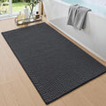 DEXI Bathroom Rugs 43x24, Non Slip Washable Bath Mat, Absorbent Chenille Bathmat, Ultra Soft Thick Carpet for Tub Shower Floor, Dark Grey