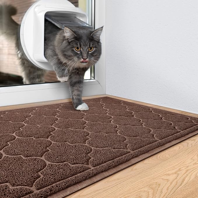 LuxStep Door Mat Large 24"x36"Indoor Outdoor Doormat, Non-Slip Low-Profile Design Floor Mat, Trap Dirt and Dust Front Door Welcome Mat for Entryway,Patio,Garage,High Traffic Areas,Coffee