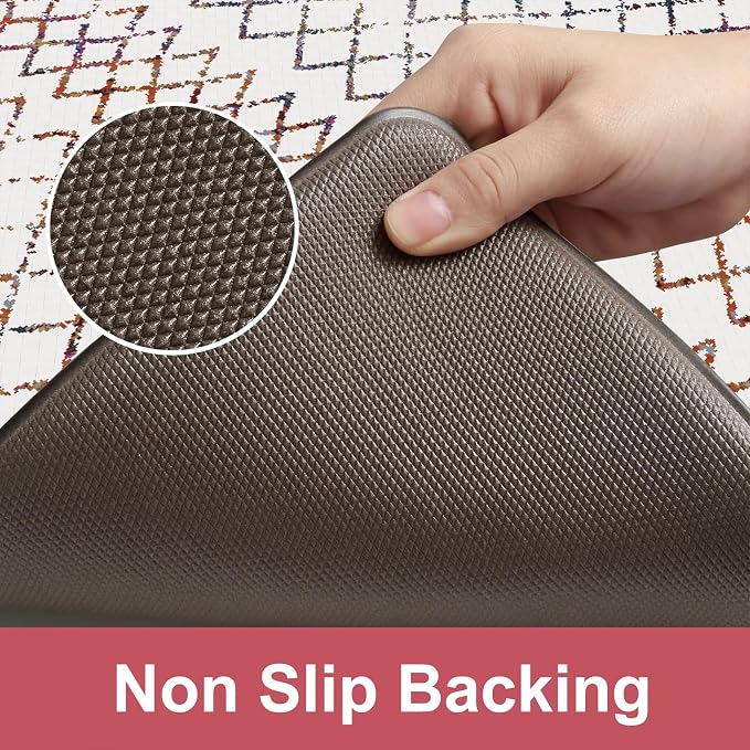 KIMODE Kitchen Mats 2PC Cushioned Anti Fatigue Boho Kitchen Rugs and Mats Non Slip Waterproof Kitchen Mats for Floor Comfort Foam Standing Desk Mat Colorful Laundry Room Rug for Home Decor Office Sink
