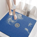 HITSLAM Square Shower Mat, 24 x 24 Inch Non Slip Bath Mat for Tub, Soft PVC Loofah Bathtub Mats with Drain Holes, Quick Drying Bathroom Stall Floor Mat, Bathroom Accessories Without Suction Cup, Blue