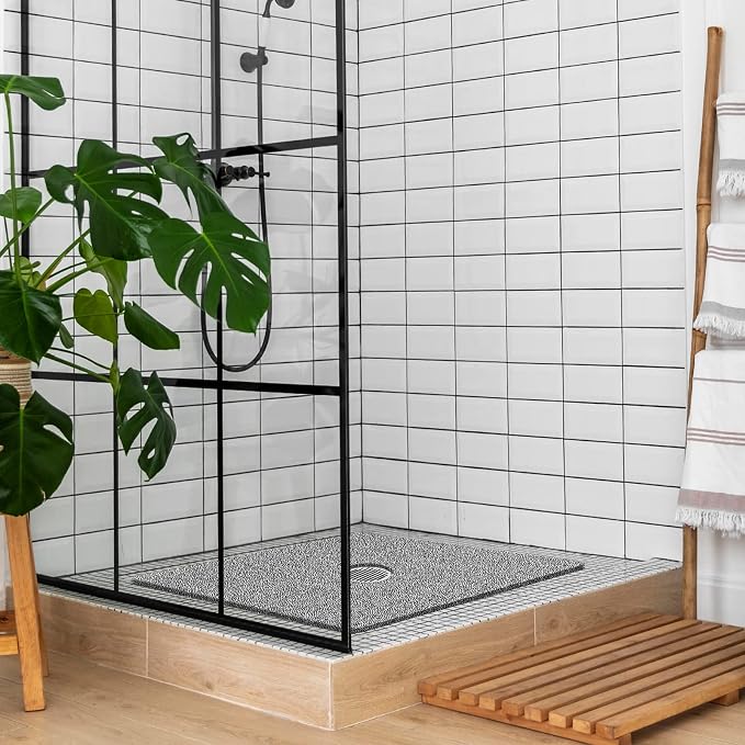 Shower Mat Non Slip,Soft Bath Mat with Drain,Quick Drying PVC Loofah Bathtub Mat for Bathroom,Without Suction Cups,24 x 24 Inch (Mix Color)
