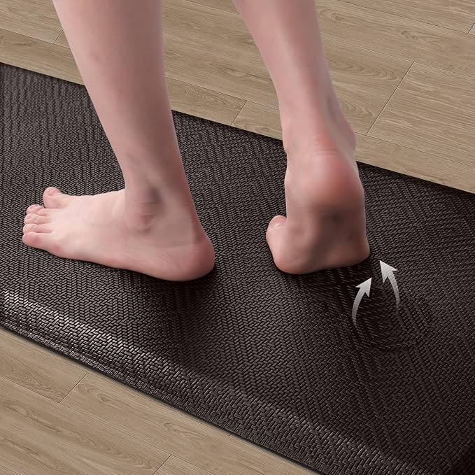 Mattitude Kitchen Mat Cushioned Anti-Fatigue Floor Mat Water Resistant Non-Slip Mats and Rugs Standing and Comfort Desk Mats for House Sink Office Laundry (Chocolate, 17.3"x60")