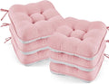 BETU Pink Chair Cushions for Dining Chairs Set of 6,3.5" Thick Kitchen Table Chair Pads with Ties,Non Slip Backing and Covers, Seat Cushion for Dining Room,Bar,Patio Chairs,15.5"X15.5"X3.5",Pink