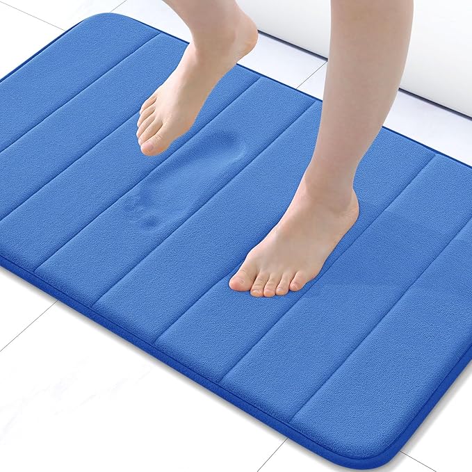 Buganda Memory Foam Bath Mat, 30" x 20", Ultra Soft and Non-Slip Bathroom Rugs, Water Absorbent and Machine Washable Bath Rug for Bathroom, Shower, and Tub, Royal Blue