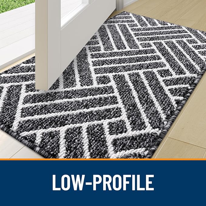 OLANLY Runner Indoor Door Mat, 59x23 Inch, Dirt Resistant and Absorbent, Non-Slip Rubber Backing Floor Mats, Easy Clean Low-Profile Doormat for Entryway, Front Door, and Inside Entrance, Black