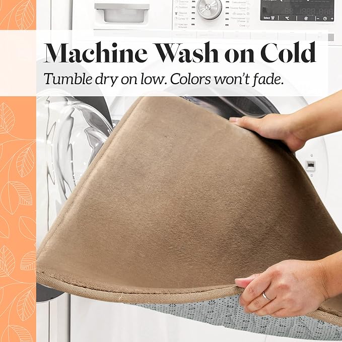 Memory Foam Bath Mat Non Slip Absorbent Super Cozy Velvet Bathroom Rug Carpet (72 inches X 24 inches, Beige)