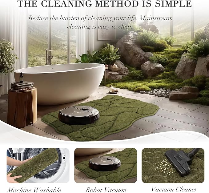 Bathroom Rugs, 32x20 Inches Bath Mats Non Slip, Extra Soft Absorbent Microfiber Shower Bath Rugs Mats Carpet for Bathroom Floor Decor, Machine Washable (Olive Green)