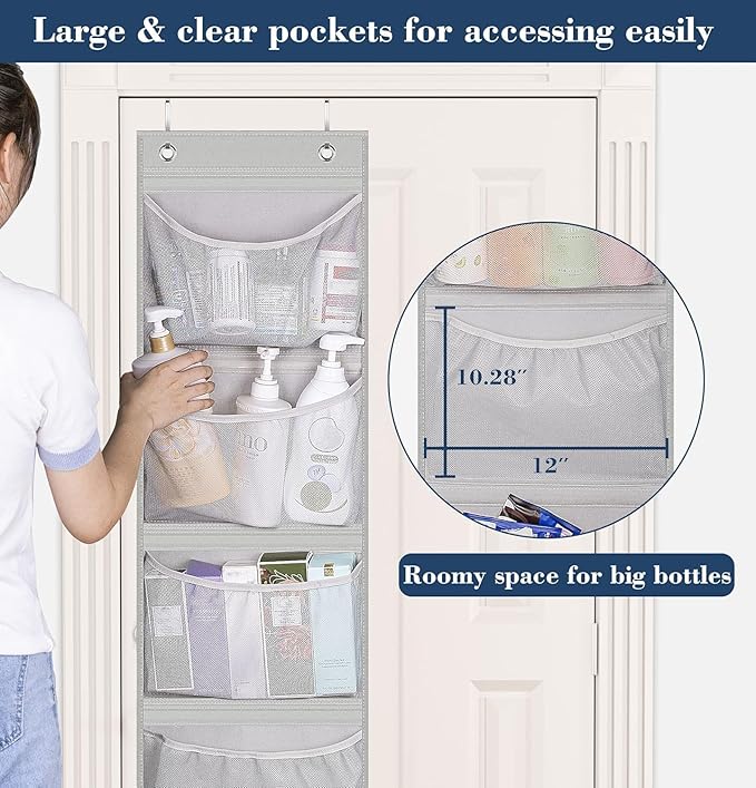 KEETDY Over the Door Organizer Storage for Closet with 5 Pockets Organizer for Bedroom Bathroom, 2 Pack
