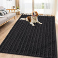 Smiry Dog Door Mat for Muddy Paws 71x46, Absorbent Dirt Trapper, Non-Slip Washable Chenille Entryway Rug for Inside Floor, Black, Layered Pattern