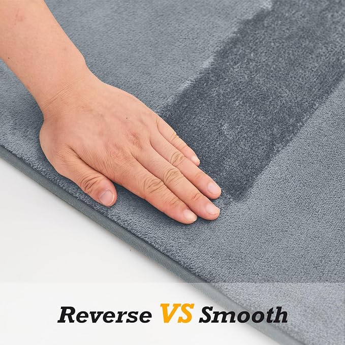 HUXMEYSON Bathroom Rugs Sets 3 Piece, Non-Slip & Quick Dry Bath Mat Set, Ultra Soft Velvet Bath Rugs for Bathroom, Toilet and Shower Floor, Grey