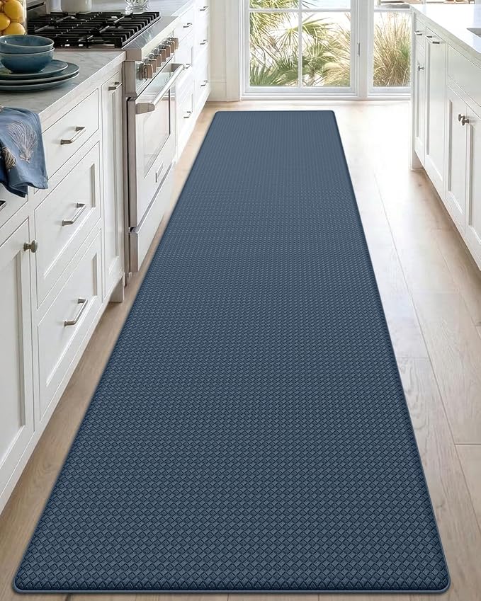 DEXI Kitchen Floor Mats Cushioned Anti Fatigue, 17x95, Long Standing Runner Rug Waterproof, Comfort Memory Foam Padded for Front Sink Laundry, Navy