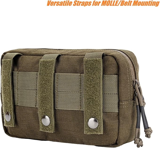 Mini Modular Admin Pouch Tactical MOLLE Utility Tool Pouch for Chest Rig Duty Vest Battle Belt Backpack Accessory Small Dangler Bag EDC Gear Carrier IFAK Medical Kit Organizer
