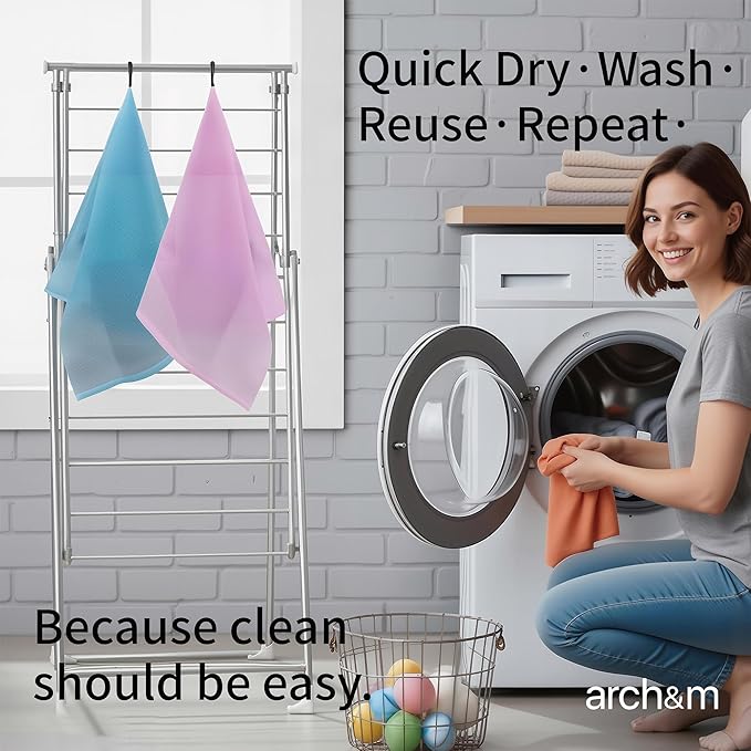 ARCH&M Exfoliating Washcloth 12 Pack Back Scrubber for Shower Towel Body Scrubber Microabrasion Sponge Japanese Bath Wash Korean Exfoliating Beauty Wash Cloth Loofah Scrubber OPNB