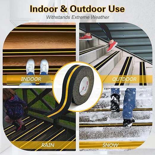S&X Anti Slip Tape with Reflective Strip - 2 in x 60 FT Premium Grip Tape for Stairs Indoor & Outdoor Stair Tread Non-Slip High Visibility Strong Adhesive Traction Tape
