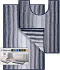 Bathroom Rugs Sets 2 Piece, Toilet Rugs U-Shaped, Contour Bath Mat Set for Toilet Bathroom, Soft Absorbent Chenille Bath Carpet, Quickly Dry, Washable (Navy, 32" x 20" + 24" x 20")