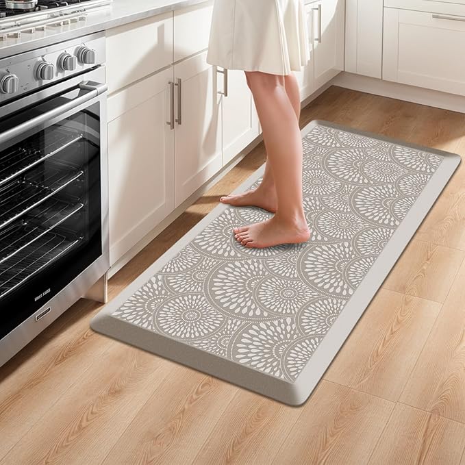 Mattitude 4/5 Inch Kitchen Mat, 20x39in Heavy Duty Ergonomic Comfort Foam Standing Desk Mat, Waterproof Non-Slip Standing Mats and Rugs for Kitchen, Office, Khaki
