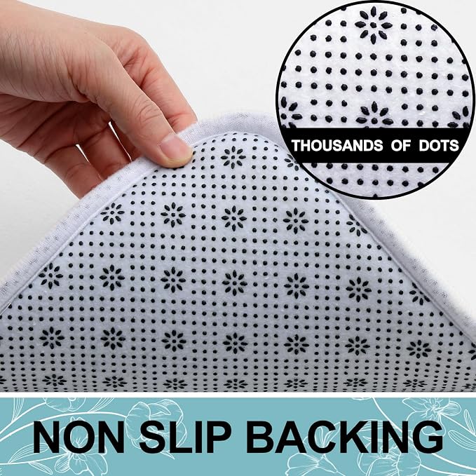 Smiry Memory Foam Bath Mat 70x24, Extra Soft and Absorbent Bathroom Mats, Non Slip Washable Carpet for Floor, Shower and Tub, White