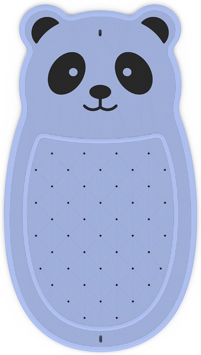 Panda Bathtub Mat Non Slip Kids Natural Rubber Low Odor, Bath Mat for Tub Non Slip for Baby 32"x18", Anti-Slip Surface and Strong Suction Cups Dual Anti-Slip, Machine Washable, Blue