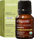 Cliganic USDA Organic Lemongrass Essential Oil - 100% Pure Natural Undiluted, for Aromatherapy Diffuser | Non-GMO Verified