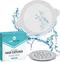 50 Pack Disposable Shower Drain Hair Catcher Mesh Stickers - Peel & Stick Drain Strainers to Prevent Clogs, Strong Waterproof Adhesive, Mess-Free Disposable Drain Covers for Shower & Bathtub