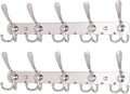 Dseap Wall Mounted Coat Rack - 5 Tri Hooks, Heavy Duty, Stainless Steel, Metal Coat Hook Rail for Coat Hat Towel Purse Robes Mudroom Bathroom Entryway (Chromed, 2 Packs)