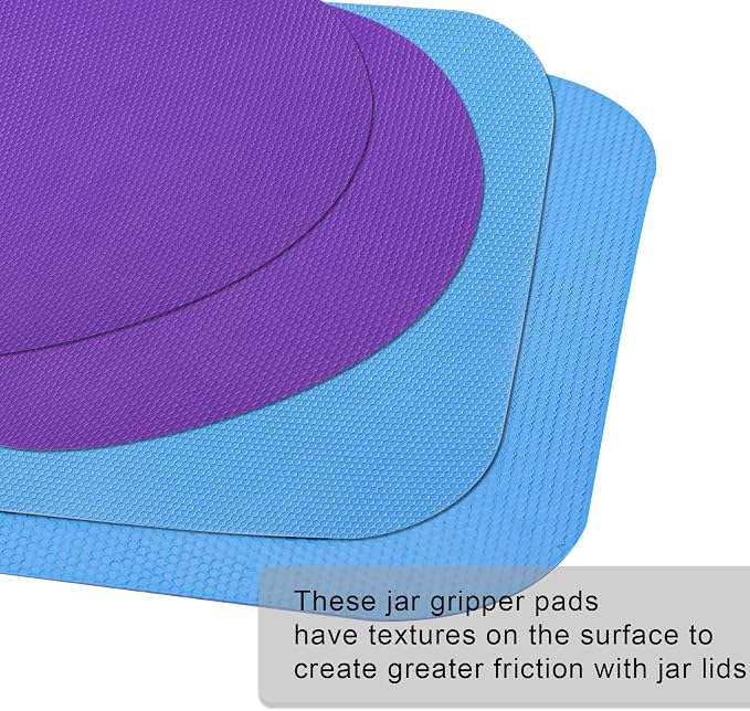 LUTER 4pcs Jar Opener, Rubber, Multi-function Silicone Bottle Opener for Seniors with Weak Hands Lid Cap Gripper Pads Kitchen Coasters Gadgets(blue square + purple round)