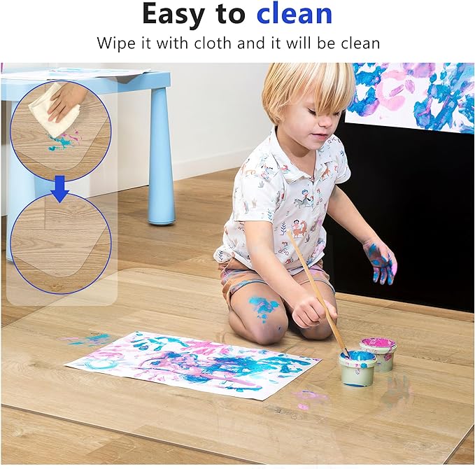 Office Chair Mat for Hardwood Floor, 36"x48" Clear Desk Chair Mat Easy Glide for Rolling Chair, Heavy Duty Vinyl Floor Protector Mat for Home or Office, Easy Clean and Flat Without Curling