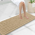 Smiry Bathroom Rugs Mat 47x17, Extra Soft Absorbent Chenille Bath Rugs, Non Slip Rubber Backing Machine Washable Quick Dry Bath Mats for Bathroom Floor, Tub, Shower, Home Decor Accessories, Beige