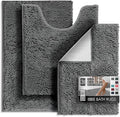 Hearth & Harbor Bathroom Rugs, Chenille Bath Mat - Machine Washable Bath Mats for Bathroom Non-Slip Backing Rubber, Quick Dry Mat - Grey Bath Rug, 17x24-20x32-20x24