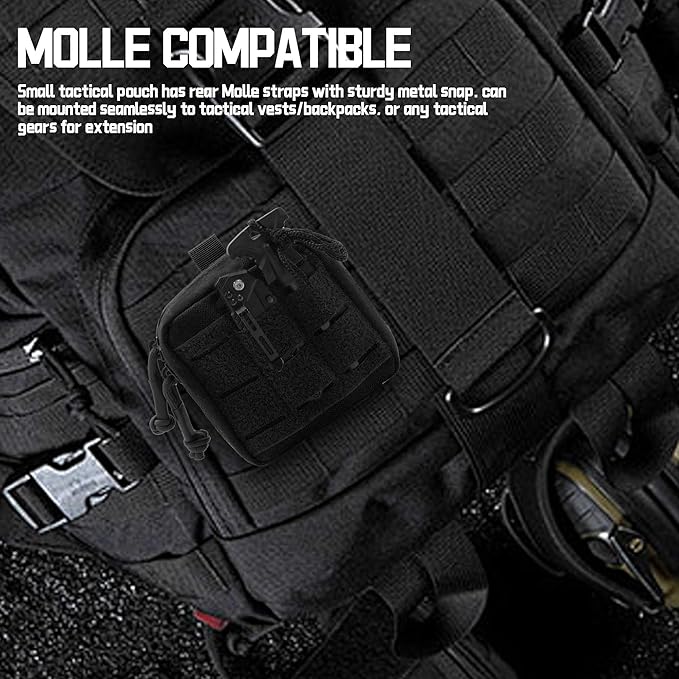 2 Pack Small Admin Pouch, 1000D Tactical Molle Mini Tool EDC Waist Belt Pouches Bag for Vest Backpack
