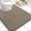 OLANLY Toilet Rugs U-Shaped 24x20, Extra Soft Absorbent Chenille Contour Bathroom Rugs for Toilet, Dry Quickly, Machine Washable, Non-Slip Bath Mat, Warm Taupe