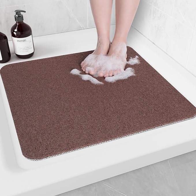 Hargiis Non-Slip Bathtub Mat, Anti Slip Shower Mat, Fast Drying Bathtub Mats, Foot Scrubber Mat, Anti Slip Mat for Tub, Floor, Bathroom, Kitchen, Home, Hotel (Brown 24"×24")