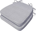 AAAAAcessories D-Shaped Chair Cushions, Featuring Ties and Removable, Machine-Washable Cover, 2'' Thick Seat Pads for Kitchen and Dining Rooms, 17'' x 16'', Set of 2, Pinstripe Dark Gray
