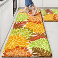 Arenarug Kitchen Mats for Floor 2PCS Cushioned Anti Fatigue Kitchen Mats Waterproof Non Slip Kitchen Rug Set Foam Standing Mat for Sink, Laundry, Office, 24"x39"+24"x59", Maple Orange