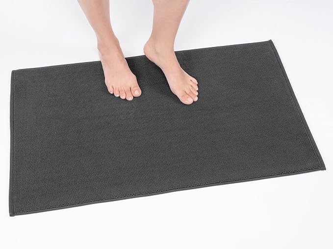 Cotton Paradise 100% Cotton Turkish Bathmat Rug, Soft Absorbent Quick Dry Non Slip, 20x34 Bathmat Rug, Dark Gray