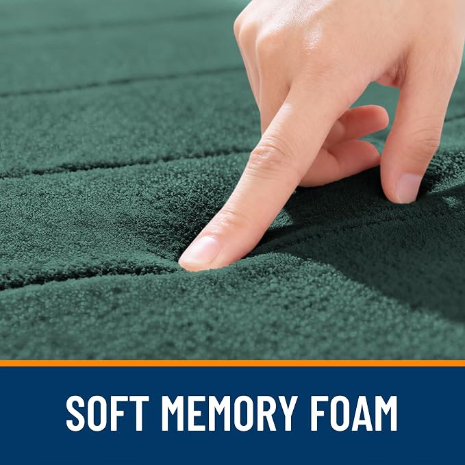 OLANLY Memory Foam Bath Mat 44x32, Super Soft Absorbent Bathroom Rugs, Quick Dry, Machine Washable Shower Floor Rugs, Bathmat Carpet, Bathroom Home Decor Accessories, Blackish Green