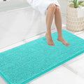 Smiry Luxury Chenille Bathroom Rugs 47x20, Extra Soft and Absorbent Shaggy Bath Mat, Machine Washable, Non-Slip Plush Carpet Runner for Tub, Shower, and Floor, Home Decor Accessories, Turquoise