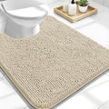 OLANLY Toilet Rugs U-Shaped 24x20, Extra Soft Absorbent Chenille Contour Bathroom Rugs for Toilet, Dry Quickly, Machine Washable, Non-Slip Bath Mat, Sand