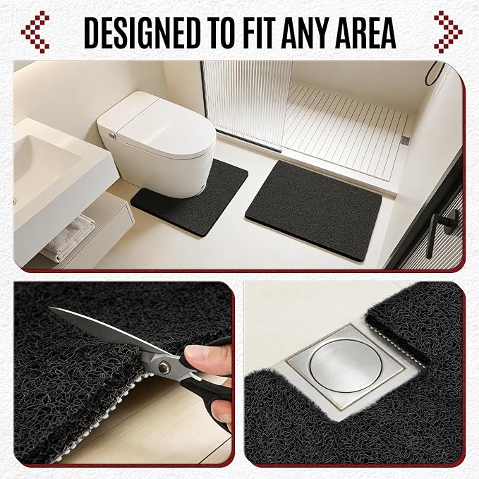Joyhalo Shower Mat Bathtub Mat Non Slip, Bathmats Non Slip, Quick Drying Foot Scrubber Loofah Mats for Shower, Tub, Bathroom, Home, 32x24inch, Black