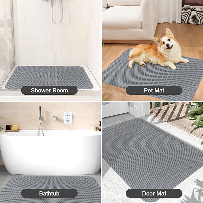 Non Slip Shower Mat: 35"x24" Extra Large Shower Mats for Inside Shower, Trimmable PVC Anti Slip Shower Stall Mats, No Odor, Quick Drying Shower Mats for Floor, Bathroom, Home, Kitchen, Hotel