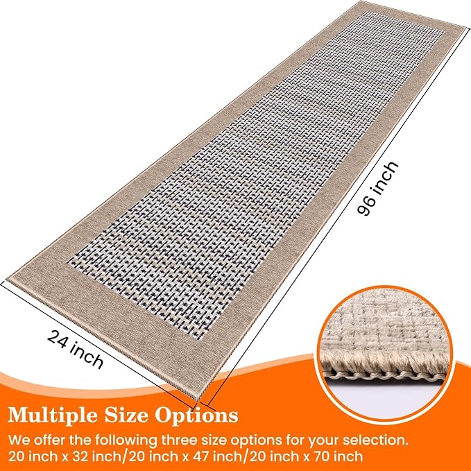 StepRite Kitchen Rugs, Kitchen Mats for Floor, 96"x24" Non-Slip Machine-Washable Kitchen Throw Rug, Absorbent Runner Rugs Office, Sink Standing Desk Mat, Decor Carpet, Khaki