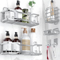 Shower Caddy Bathroom Shelves, The Athena Silken 4 Set, 40LB Capacity, Adhesive Tape No Drill - Rustproof -Gorgeous Powder Coated 304 Stainless Steel Shower Organizer for kitchen & Home Decor - Silver
