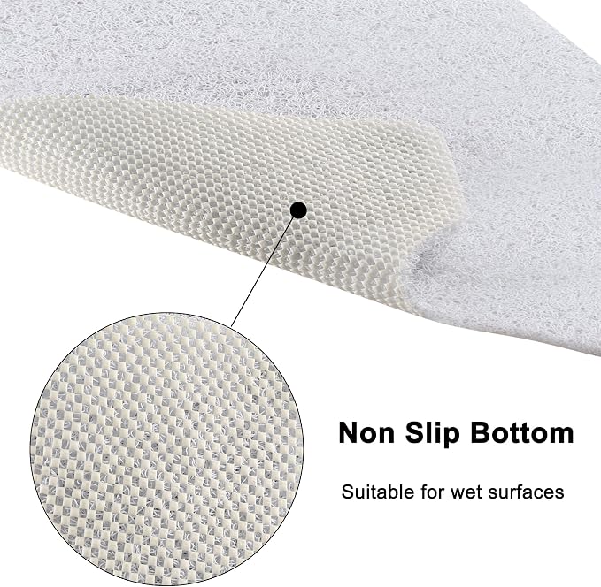 Leotruny Bath Tub Shower Mat 40 x 16 Inch Non Slip Soft PVC Loofah Bathtub Mats for Bathroom (C03-White)
