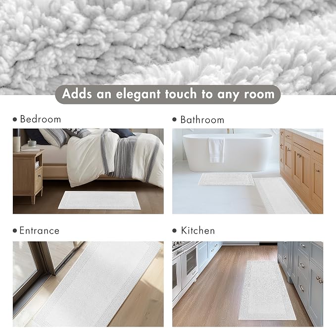 Madison Park Splendor Reversible 100% Cotton Tufted Bathroom Rug-3000 GSM Hotel Quality Luxurious Plush Medium Pile Bath Mat Absorbent, Quick Dry, Shower Room Décor, 21x34, Grey