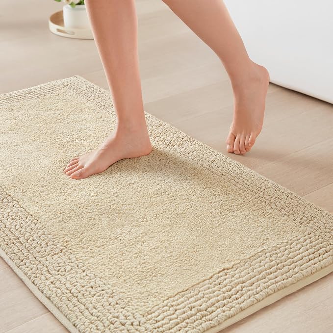 Madison Park Splendor Reversible 100% Cotton Tufted Bathroom Rug-3000 GSM Hotel Quality Luxurious Plush Medium Pile Bath Mat Absorbent, Quick Dry, Shower Room Décor, 17x24 Natural