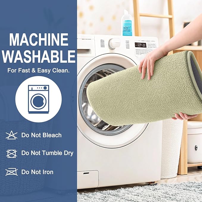 OLANLY Thick Memory Foam Small Bathroom Rugs 24x16, Extra Soft Absorbent Bath Rug, Quick Dry Bath Mats, Non-Slip, Machine Washable Carpet for Bathroom, Tub and Shower, Home Decor Accessories, Vanilla