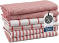 LANE LINEN 100% Cotton Kitchen Towels Set, 6-Pack – Premium, Absorbent, Quick-Drying Dish Towels, Tea Towels, 18" x 28" - Red